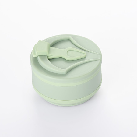 Pahar pliabil din silicon Cyrax, pentru calatorii, camping, 350 ml,  8.2x6.3x9.1 cm, verde