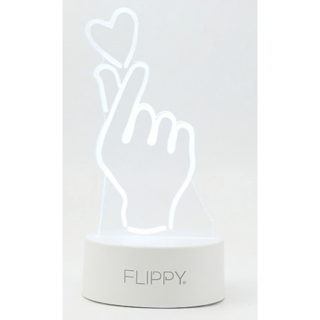 Lampa LED decorativa,  3D, Mana si Inima, din material acril si lumina multicolora, alb