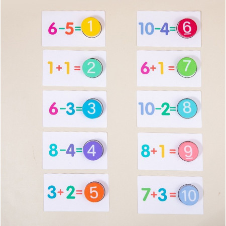 Joc Educational, Cyrax, Invatare Adunare si Scadere, Cifre din Lemn, 46 Planse, +3 Ani, Multicolor