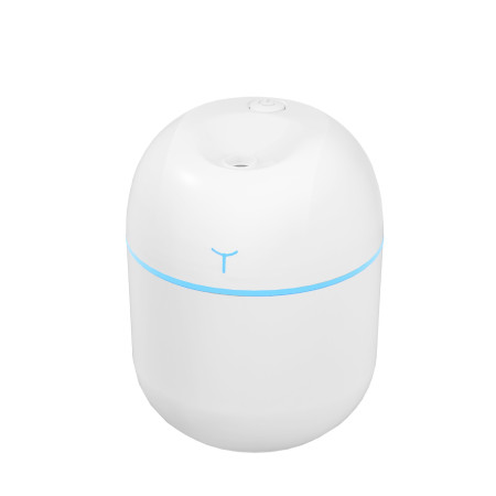 Mini Umidificator Portabil,  2 Moduri, Aromaterapie, Silentios, Lumina Ambientala, Incarcare USB, 220 ml, 8 x 8 x 10.3 cm, Alb