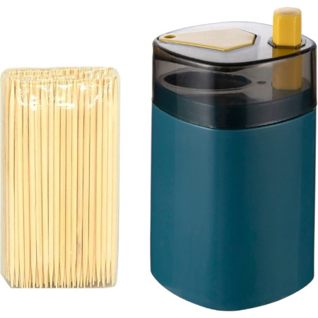 Suport Scobitori, Cyrax, Automat, cu Buton si Capac, din PP, 9.5x6 cm, Albastru