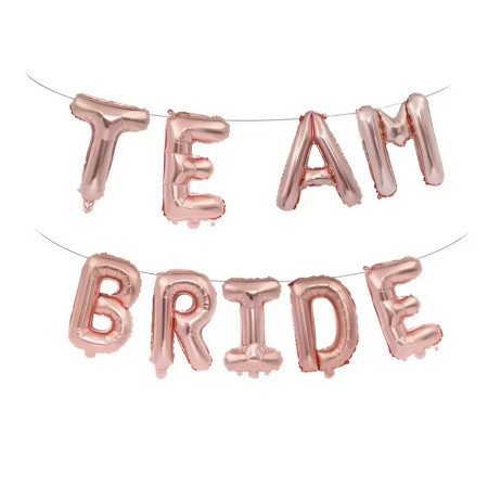 Set Baloane din Folie Metalizata, Cyrax, Model Team Bride, Litere de 40 cm, Tema Iubire, Baloane Party, Ambalaj Individual, Pai Inclus, Umflare cu Aer sau Heliu, Roz