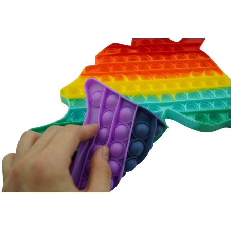 Cyrax Jucarie antistres din silicon Pop it now, forma Unicorn, multicolor, urias