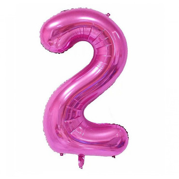 Balon din Folie Cyrax, Cifra 2, 81 cm, Pentru Aer sau Heliu, Mov