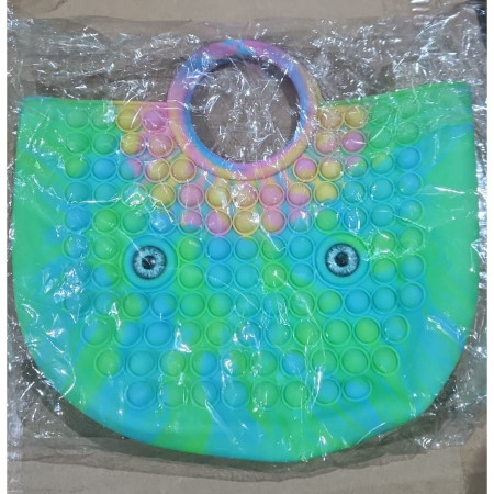 Jucarie Antistres, Cyrax, Tip Pop It Now and Flip It, Geanta, din Silicon, 28 cm, Multicolor