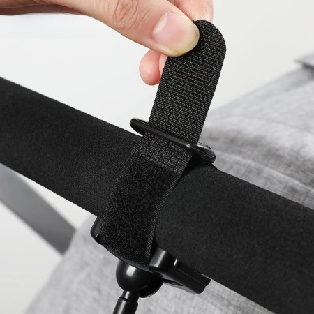 Set 2 Carlige pentru Carucior, Cyrax, din Plastic si Velcro, Sarcina Maxima 2 kg, Negru