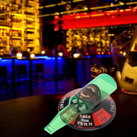 Joc de baut Spin the Bottle Cyrax, invarte sticla si accepta provocarea, 2-6 jucatori, material ABS, 18 x 12 cm, multicolor