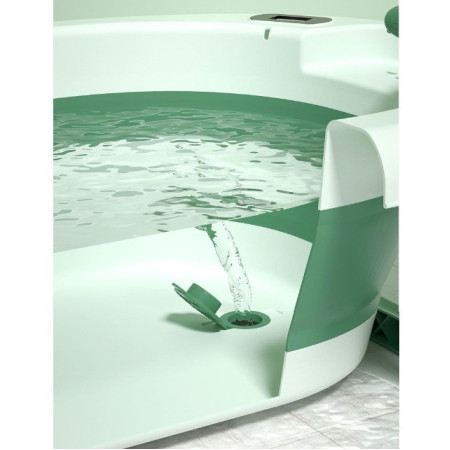 Cada de Baie, Cyrax, pentru Copii 0 luni - 6 Ani, cu Termometru, Pliabila, Perna Suport Inclusa, din Plastic, 81.5 x 49 x 21.5 cm, Verde