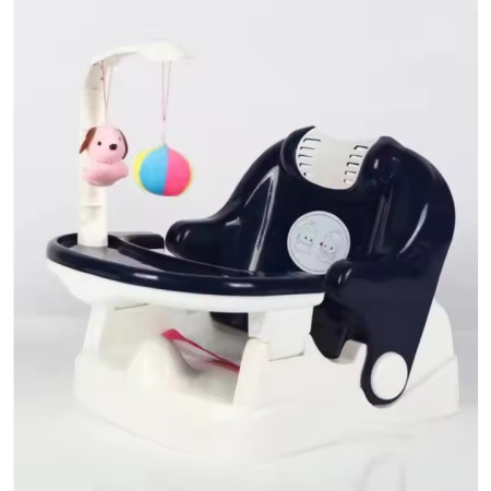 Scaun pentru Copii 2 in 1, Cyrax, pentru Servit Masa si pentru Baie, Multifunctional, Pliabil, Portabil, din Plastic, Spatar Reglabil, 58 x 39 cm, Albastru