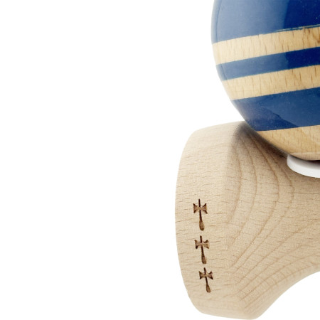 Kendama X Originala RAINBOW, Profesionala, Cyrax, Cupe Mari KING SIZE V3, Super Sticky, Gaura in Baza, Rulment Metalic, din lemn 18 cm, Ata 55 cm, Albastru/Maro