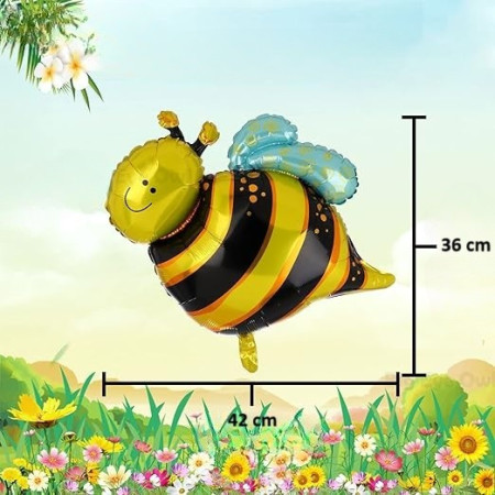 Balon din Folie Metalizata, Cyrax, Mini Figurine, Model Albinuță, 36x42cm, Ambalaj Individual, Pai Inclus, Umflare cu Aer sau Heliu, Multicolor