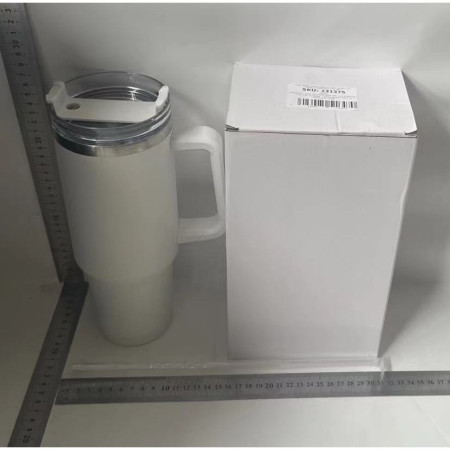 Cyrax Cana Termos din Plastic, pentru Bauturi Calde si Reci, cu Maner, 9.9x9.9x27 cm, Alb