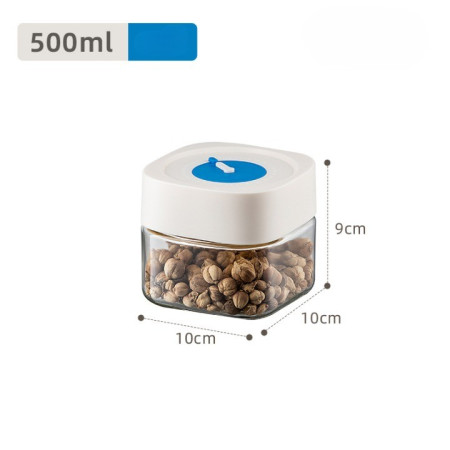 Borcan din Sticla de Inalta Calitate, Cyrax, Capac Ermetic, Uz Casnic, Depozitarea Condimentelor sau a Alimentelor Umede si Uscate, 500 mL, 10x10x9 cm, Alb