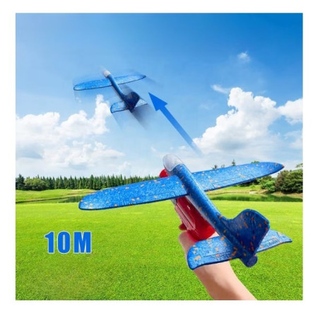 Pistol cu Lansator de Avion, Cyrax, din Polistiren+Plastic, +3 Ani, Avion 38 cm, Lansare 10 m, Albastru/Rosu