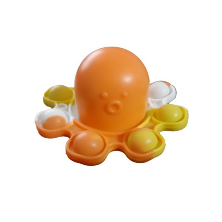 Jucarie Antistres, Cyrax, Tip Pop It, Caracatita Reversibila, din Silicon, 20 x 10 cm, Portocaliu