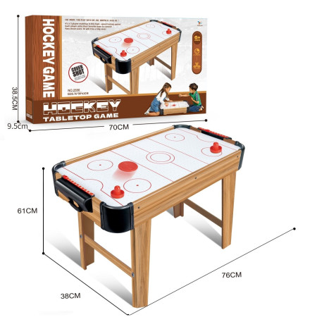 Masa Air Hockey Graffiti cu Picioare Lungi, Cyrax, Lemn, 2 Pucuri, Tabela Scor, 2 Impingatoare, 76x38x61 cm, Maro