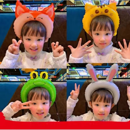 Balon din Folie Metalizata, Cyrax, Tip Coronita cu Urechi, Model Pisicuta, Ambalaj Individual, Pai Inclus, Umflare cu Aer sau Heliu, 24 x 29.5 cm, Galben