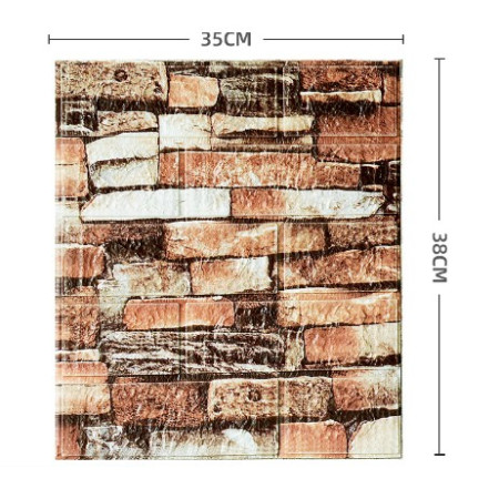 Set 10 Placi Tapet 3D,  35 x 38 cm, Grosime 3 mm, din Polietilena, Model Caramida, Suprafata acoperita 1.33 mp, Piatra Maro