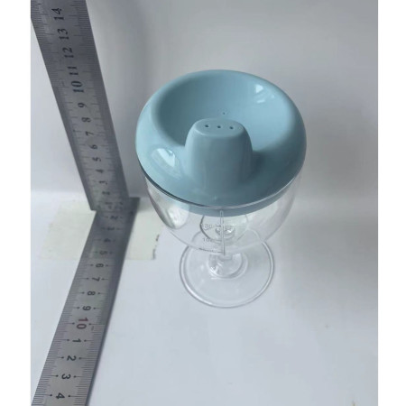 Pahar din Plastic Transparent cu Picior, Cyrax, pentru Copii, 14 x 7.7 cm, cu Cioc Antiscurgere, + 3 Ani, Fara Maner, Albastru