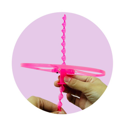 Jucarie Disc Zburator, Distractiv pentru Copii, Cyrax, Aruncator Manual din Plastic, cu Lumini, Roz