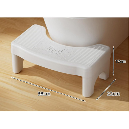 Scaunel WC, Cyrax, Tratament Impotriva Hemoroizilor si Constipatiei, Scaun Inaltator WC Copii, Suport Picioare WC, Taburet Inaltator Pozitia Corecta Ghemuit Pe WC, Plastic Rezistent, 17x22x38 cm, Alb