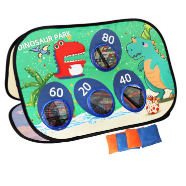 Joc pentru Copii, Cyrax, Aruncarea Sacilor cu Nisip, Sageti, 8 Mingi, 4 Saci, Geanta Portabila, Interactiv, Model Dinozauri, 77.5x44.5x42 cm, Multicolor