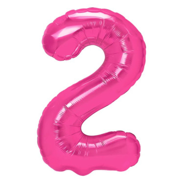 Balon din Folie Metalizata, Cyrax, Figurina Cifra, Model 2, Tema Aniversare 100 cm, Ambalaj Individual, Pai Inclus, Umflare cu Aer sau Heliu, Roz