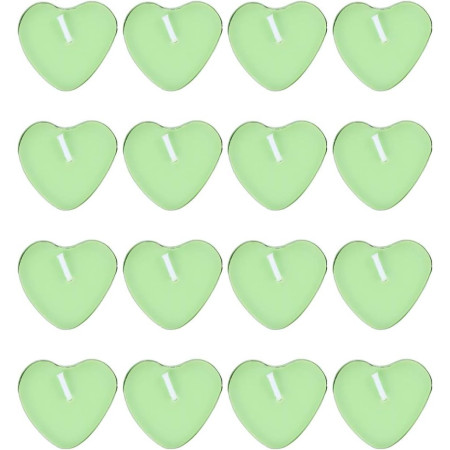Set 9 Lumanari in Forma de Inima,  pentru Ziua Indragostitilor, Aroma de Mar, Ardere 3.5 h, din Parafina, 4 x 2 cm, Verde