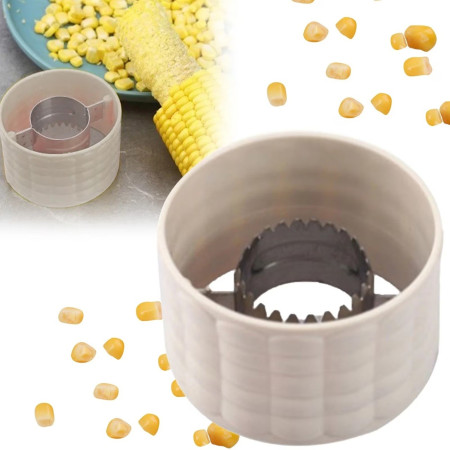 Ustensila pentru Curatare Porumb, Cyrax, Diametru 3.6 cm, din Plastic si Otel Inoxidabil, Alb