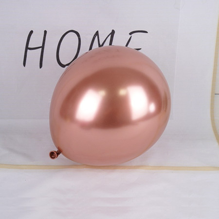Set 12 Baloane, Cyrax, din Latex Chrome, 13 cm, Roz-Auriu