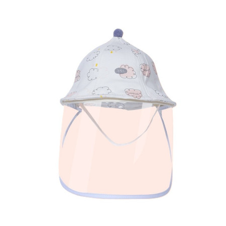 Palarie de Protectie pentru Bebelusi, Cyrax, Model cu Norisori Roz, Pescareasca, de Primavara si Toamna, cu Masca si Fermoar, 45 cm, pentru 3-6 Luni, Roz