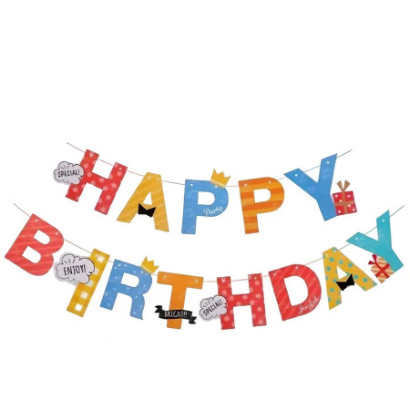 Banner Happy Birthday 100x200 cm, Cyrax, Rola de Ata Inclusa, Tematica Aniversare, Multicolor