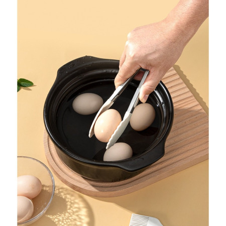 Set 5 Ustensile de Bucatarie, Cyrax, din Silicon+Inox, Termorezistente, Antiaderente, 28 x 26 x 2 cm, Alb Ivory