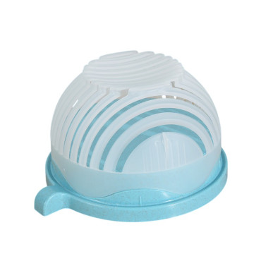 Bol Feliator pentru Salata, Cyrax, Castron Multifunctional pentru Legume si Fructe, pentru Spalat si Taiat Legumele, cu Scurgere si Tocator, Ergonomic, Protectie pentru Maini, 21x18.5x11.5 cm, Albastru