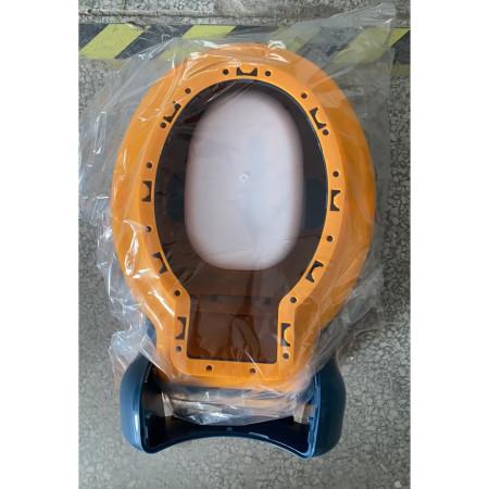 Olita Bebelusi, Cyrax, pentru Copii 1 - 8 Ani, Model Toaleta Adulti, Colac Moale PVC, Compartiment Detasabil, Cutie Depozitare Hartie, 34 x 32 x 19 cm, Albastru/Portocaliu