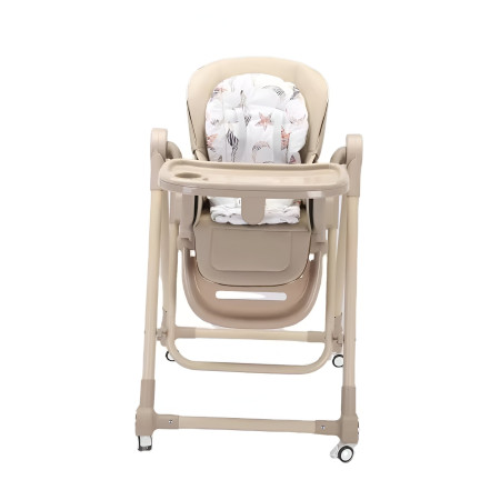 Scaun de Masa pentru Bebelusi si Copii, Cyrax, Tavita si Husa Detasabile, Multifuncțional, Stabil, Centura de Siguranta, Inaltime Ajustabila, Spatar Reglabil Moale, Balansoar, de la 6 Luni, Bej