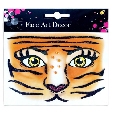 Sticker Temporar pentru Fata, Cyrax, pentru Machiaj, Face Art, Halloween, Teatru, Model Tigru, Maro