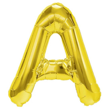 Balon Folie Metalizata Litera A, Cyrax, 40 cm, Umflati cu Heliu sau Aer, Ambalaj Individual, Pai inclus, Auriu