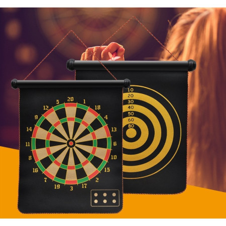 Set Joc Darts Cyrax, Doua Fete pentru Joc, 6 Sageti Incluse, Magnetic, Dimensiuni 37 x 40 cm, Design clasic, Multicolor
