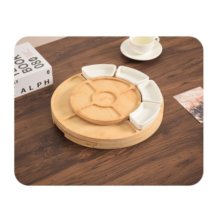 Platou Festiv, Cyrax, din Lemn, pentru Branzeturi si Aperitive, 18 Piese, Maro