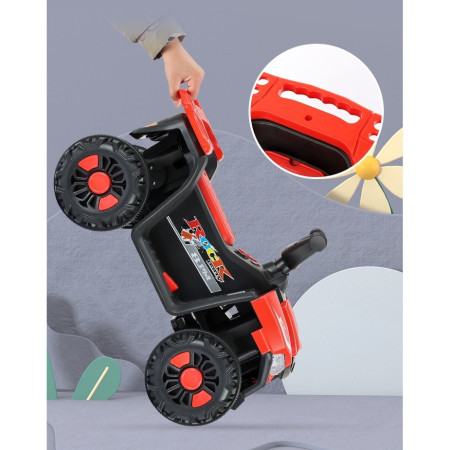 Masinuta Electrica Cyrax, pe 4 Roti, Tip ATV, cu Acumulator, Sistem Anti-Rasturnare, Sistem de Lumini si Sunet, 2-5 Ani, 70 x 43 x 48 cm, Rosu