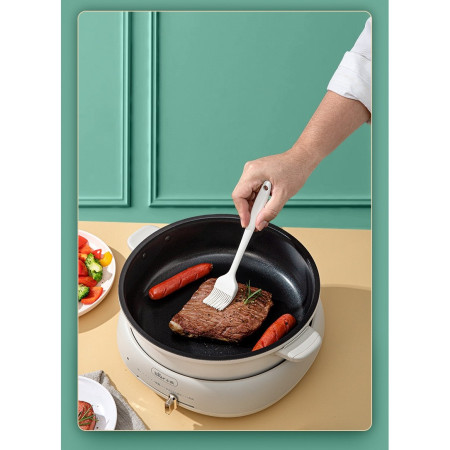 Set 6 Ustensile de Bucatarie, Cyrax, din Silicon+Inox, Termorezistente, Antiaderente, 23 x 13 x 3 cm, Alb Ivory