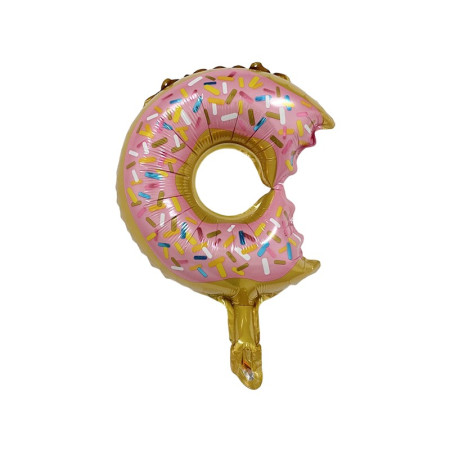 Balon din Folie Metalizata, Cyrax, Mini Figurine Dulciuri, Model Gogoasa Muscata, Tematica Aniversare, 45x25 cm, Ambalaj Individual, Pai Inclus, Umflare cu Aer sau Heliu, Multicolor