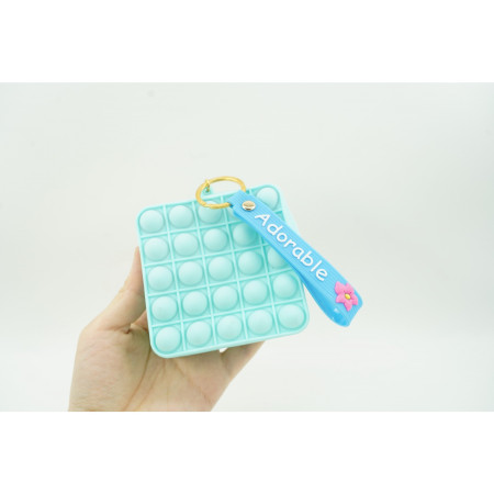 Jucarie antistres din silicon, Cyrax, Pop It Now and Flip It, Portofel patrat, Verde/Bleu