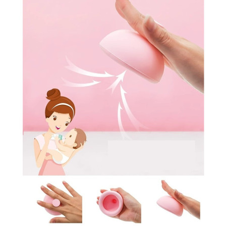 Dispozitiv Terapeutic Sputa, Cyrax, Cupa pentru Terapie Toracica, Dispozitiv de Eructare, pentru Sugari si Copii, 7.5 x 6 cm, din Silicon, Roz