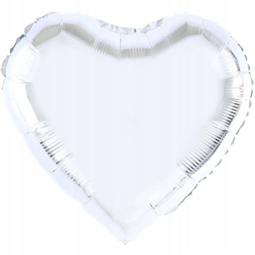 Balon din Folie Metalizata, Cyrax, Figurina Inimioara, Model Simplu, Tematica Iubire, 40 cm, Ambalaj Individual, Pai Inclus, Umflare cu Aer sau Heliu, Argintiu