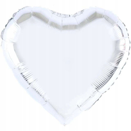 Balon din Folie Metalizata, Cyrax, Figurina Inimioara, Model Simplu, Tematica Iubire, 40 cm, Ambalaj Individual, Pai Inclus, Umflare cu Aer sau Heliu, Argintiu