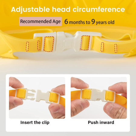 Cyrax Viziera de Protectie Baie Pentru Copii, Fippy, Model Hipopotam, Dimensiune ajustabila, Durabil, Usor de curatat, Impotriva Samponului, pentru Ochi si Urechi, TPE+PP, 22x21 cm, Galben