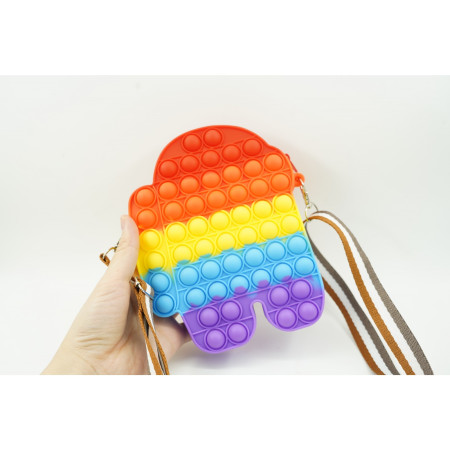Jucarie antistres din silicon, Cyrax, Pop It Now and Flip It, Geanta mica, Among Us, Multicolor