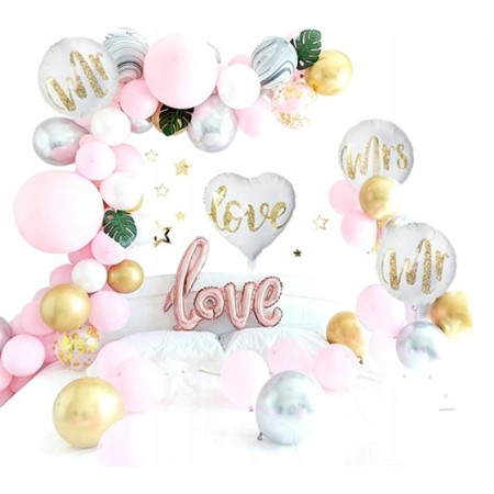 Balon din Folie Metalizata, Cyrax, Figurina Cerc, Model MRS, Tematica Nunta, 45 cm, Ambalaj Individual, Pai Inclus, Umflare cu Aer sau Heliu, Alb